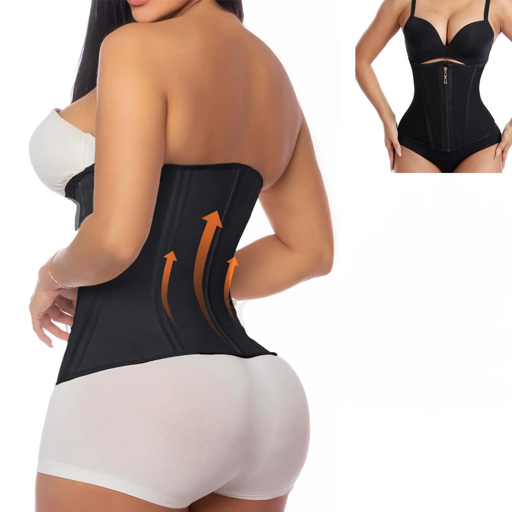 RGGMQQ 1 Stück Taillentrainer Korsett Unterbrust Sport Cincher Damen Workout Bodyshaper mit Reißverschluss und Haken – Detail 8