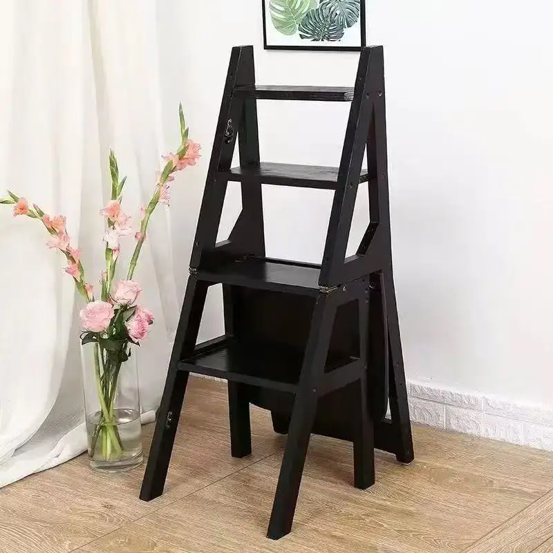 Sedia a scaletta La sedia per la casa può essere piegata sgabello in legno massello a doppio scopo Scala a spina di pesce per arrampicata interna