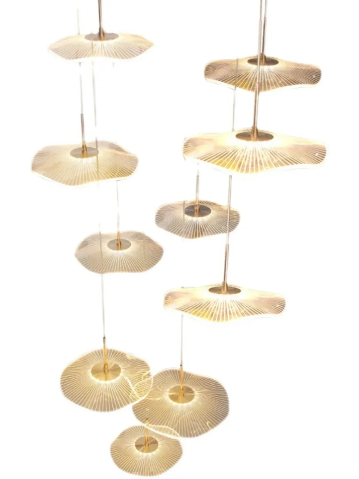 

Современная простая лестница длинная люстра Лофт квартира вилла дуплексное здание полый Вращающийся Лотос лист интернет знаменитости светильник