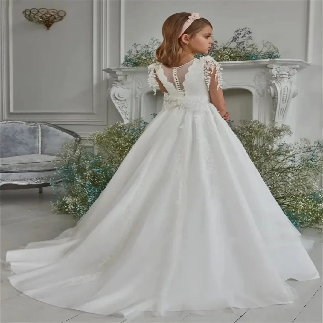 

Puffy Dresses For Girls High Collar Bow Communion Dress Flower Girl Dresses Flower Girl Dresses Wedding Kids Ball Gown