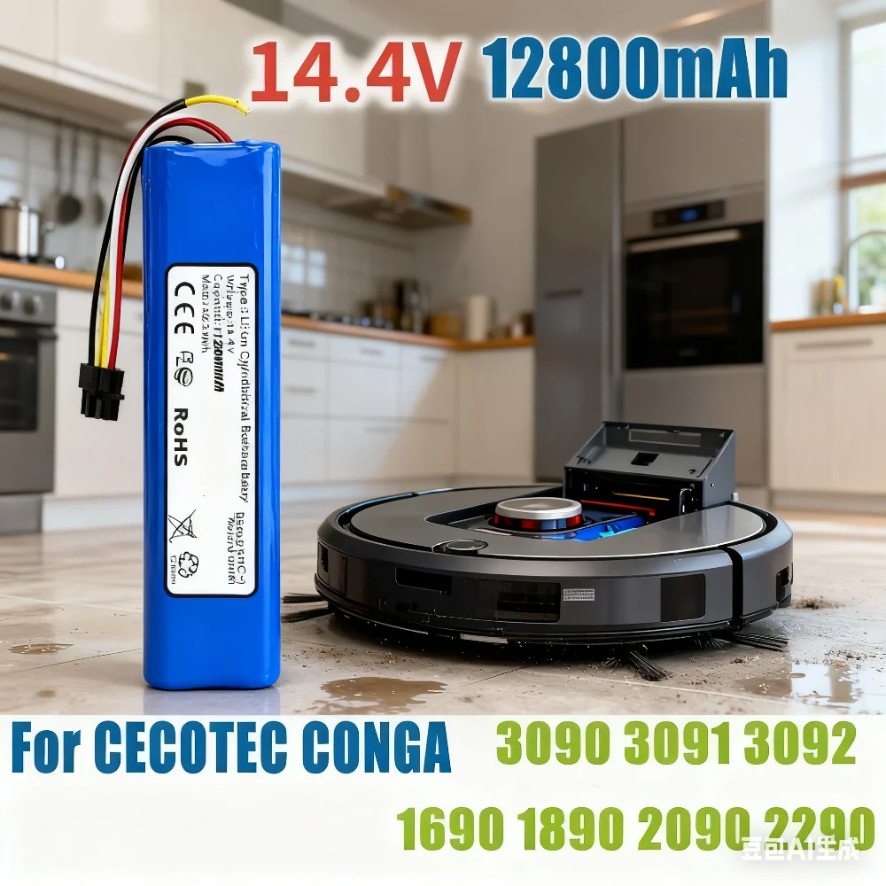 

14.4V 12800mAh Battery Pack - Replacement Accessories for CECOTEC CONGA 3090/3091/3092/2090/1690 Robot Vacuum