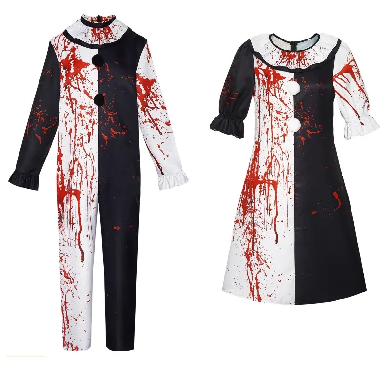 

Horror Movie Clown Cos Costume Movie Same Style Bloodstain Men Women Role Play Costume Halloween Party Horror Theme Cosplay