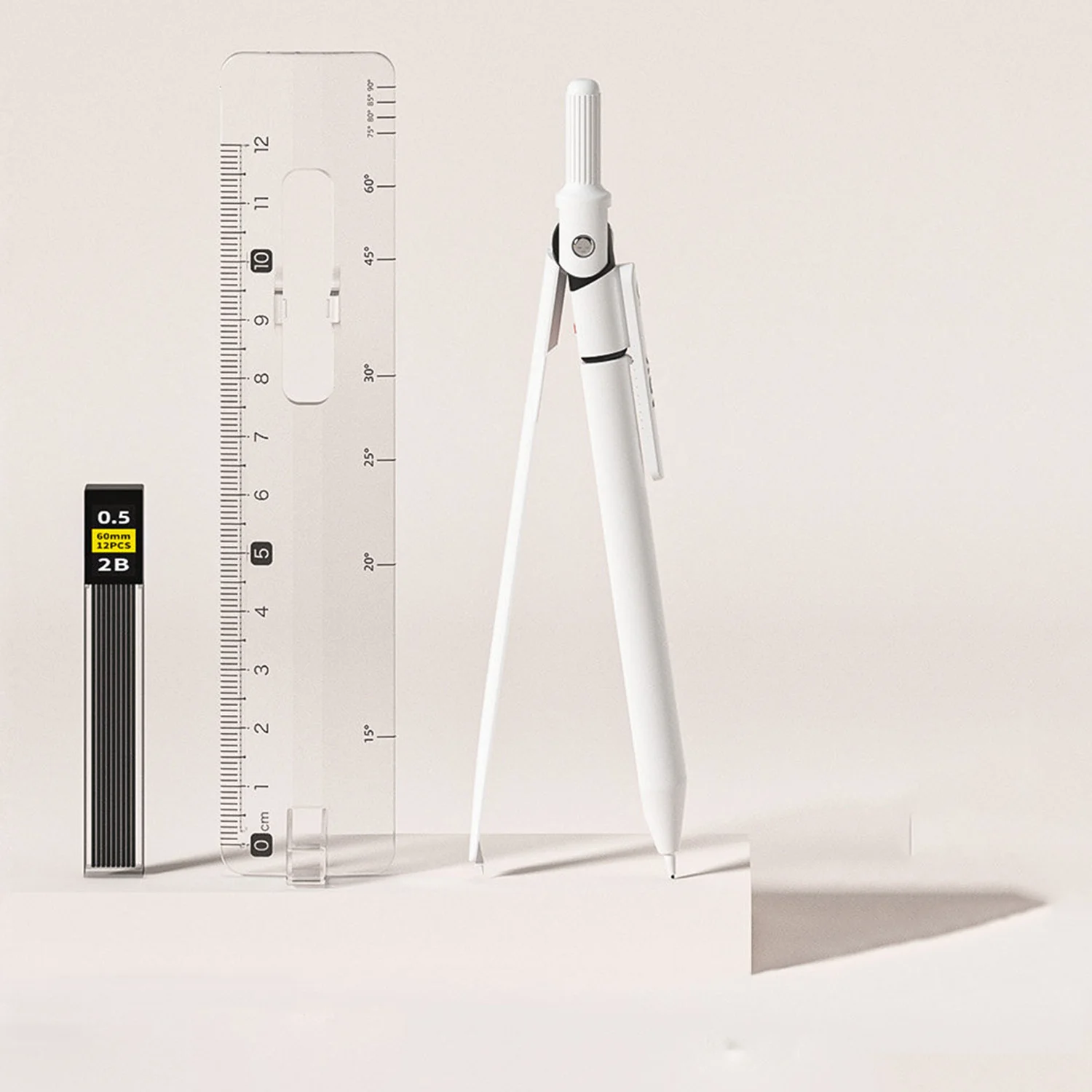 Mechanical Pencil Set Metal Grip Refillable Lead Refills Compass Ruler Kids Student School Drafting Drawing Supplies