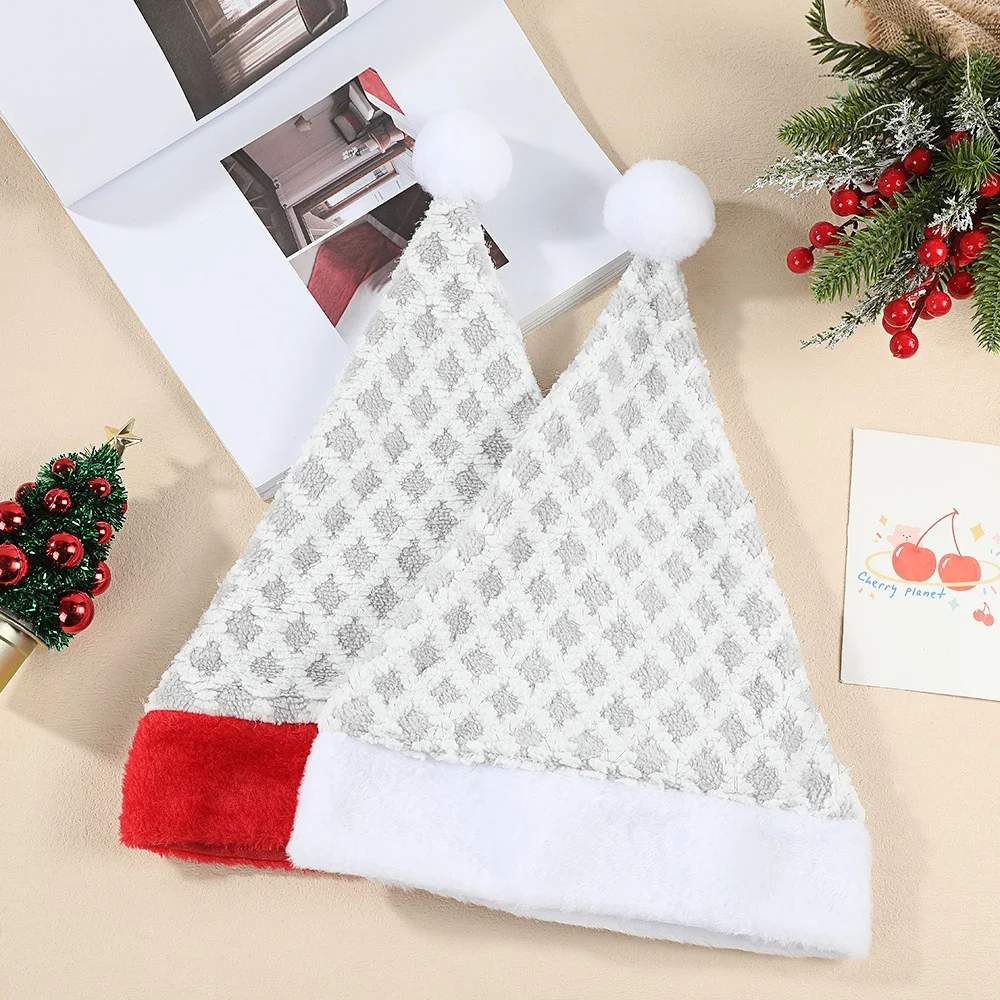 

Wheat Grain Pattern Hat Warm Christmas Hat Adult 'S Santa Hat Classical Christmas Decoration Props For Family Gatherings