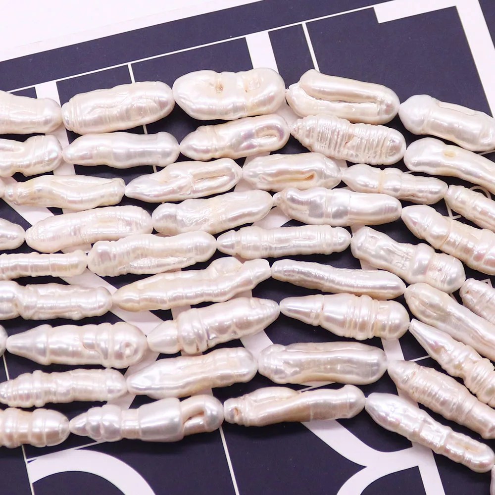 

Natural Freshwater Pearls Long Threaded Caterpillar-shaped Loose Straight-hole Pearl Beads Beaded Strings DIY Necklace Accessory
