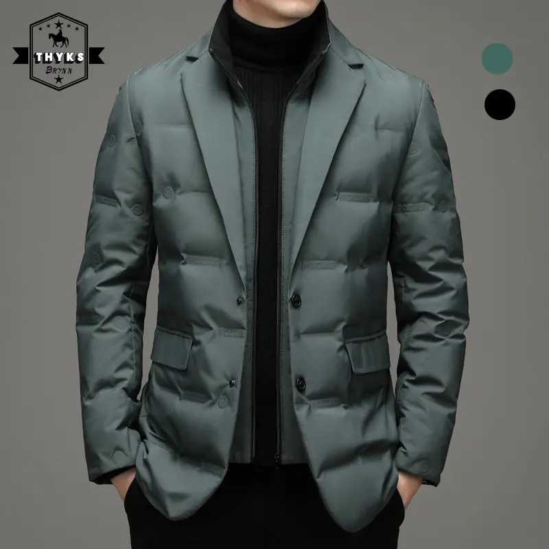 

Winter Down Blazer Jacket for Men Business Overcoat 90% Gray Duck Purffer Jackets Windbreaker Casual Light Weight Padded Parkas