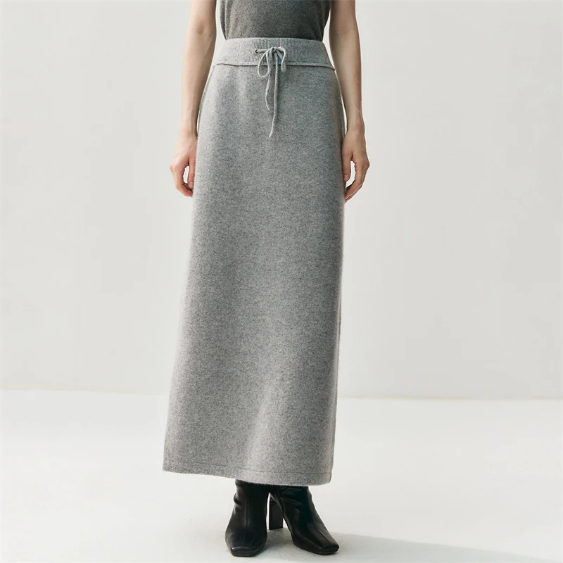 

CHICUU Autumn Winter Women Cashmere Long Skirt Straight Ankle Length Skirts 100% Cashmere Knit Skirt Autumn Winter Skirts