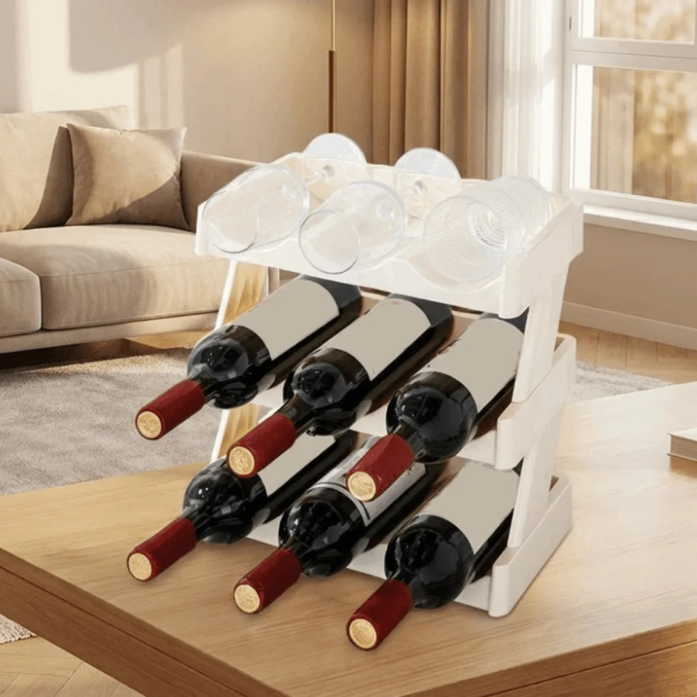 

Practical 3 Layers Water Bottle Storage Rack Large Capacity Saving Space Cup Storage Rack Plastic Cup Storage Organizer Bar