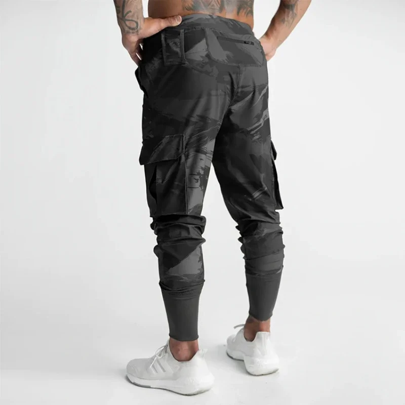 Gym Men\'s Versatile Quick Dry Pants Multi-pocket Sweatpants Outdoors Fitness Jogging Trousers Sport Training Jogger Cargo Pants