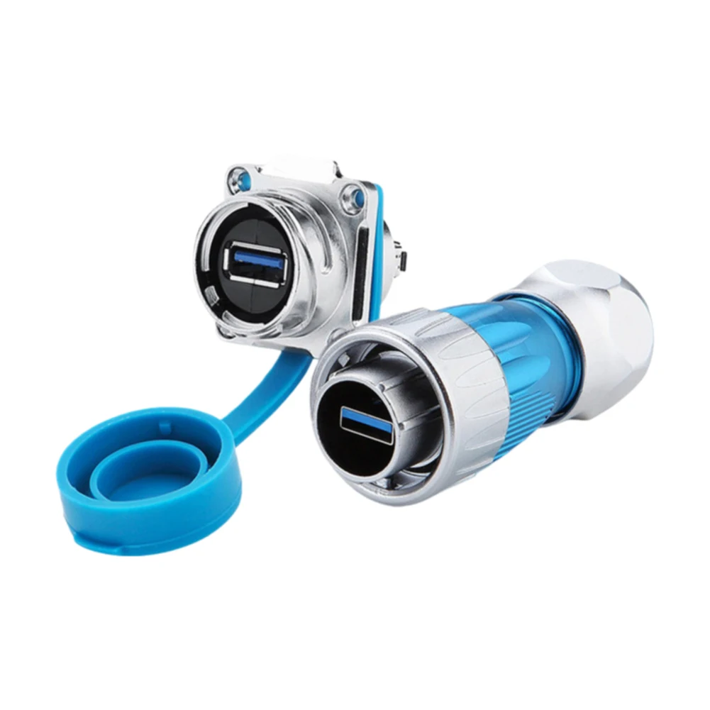 Waterproof DH24 USB 3 0 connector with metal alloy shell for stable For data signal transfer in harsh conditions