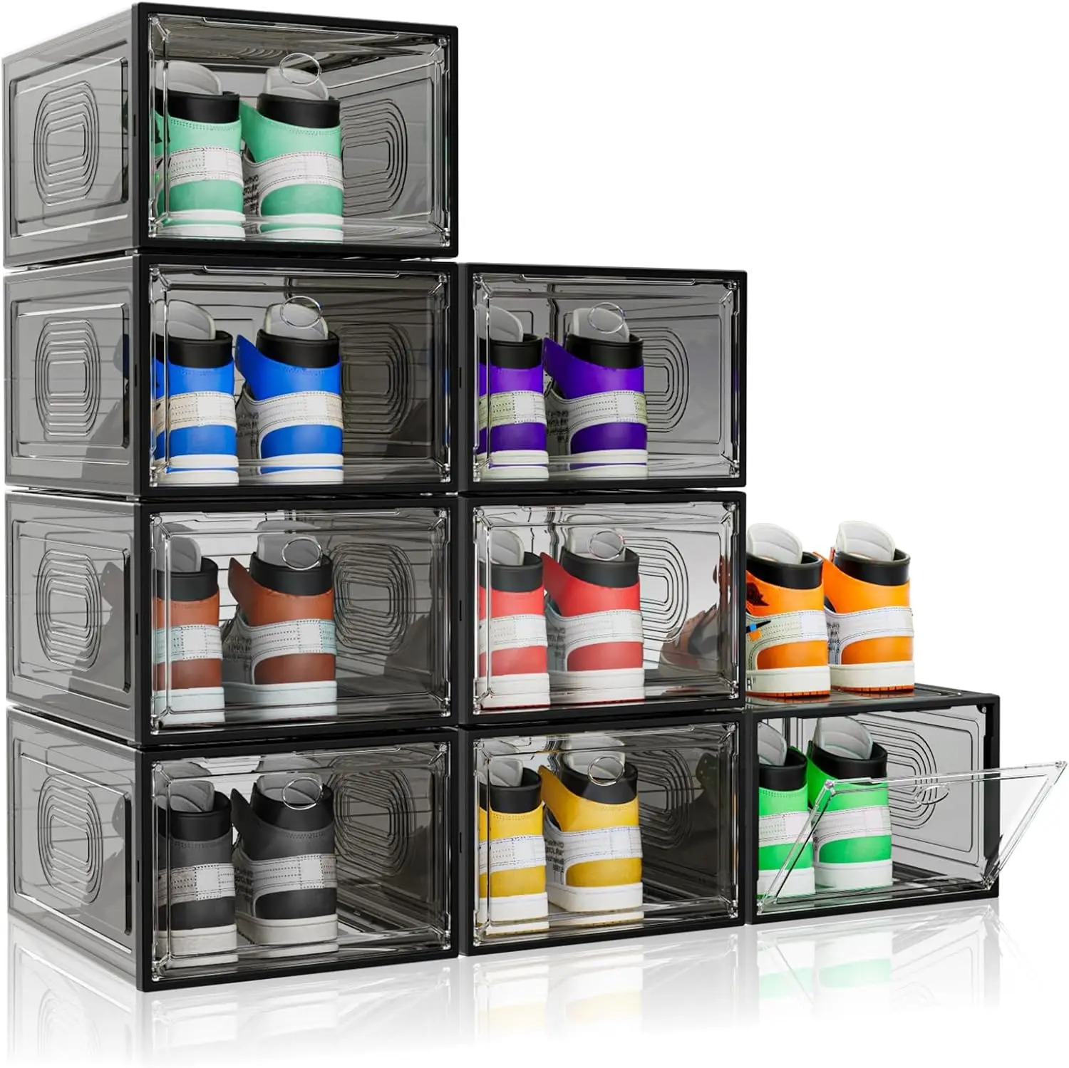 

cakraie Thicken & Sturdy 8 Pack Thicken Shoe Organizer Stackable,Shoe Containers For Sport Sneaker Display,Upgraded Sturdy Shoe