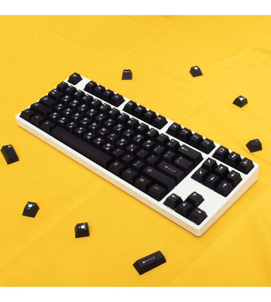 Minimal black Martian keycaps Original height PBT sublimation large full set of mechanical keycaps 64/87/104