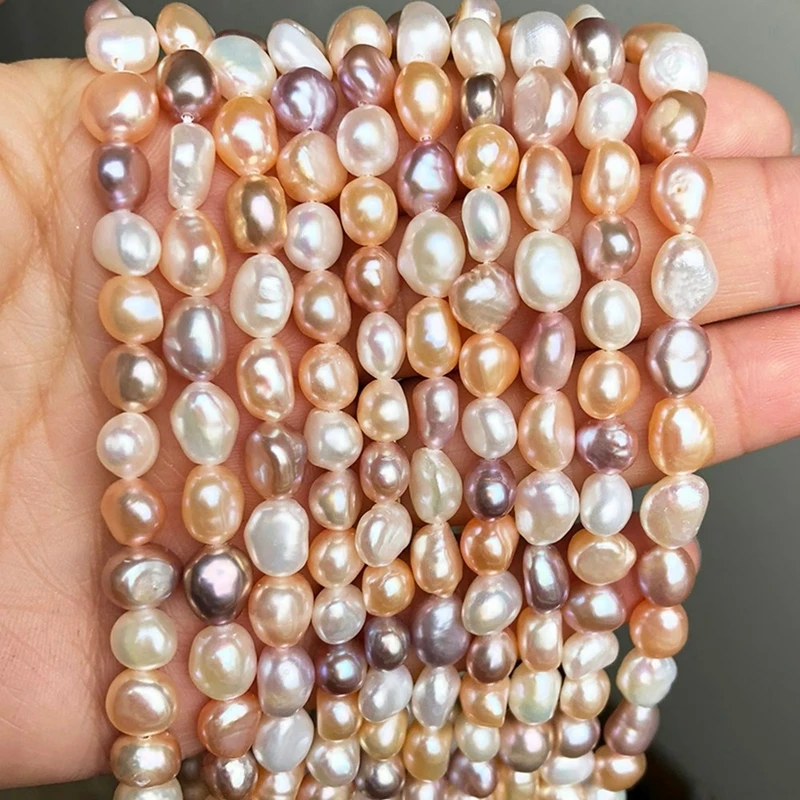Natürliche Süßwasserperlen, unregelmäßige barocke Perlenform, lose Perlen zum Basteln von eleganten Armbändern, Halsketten und Schmuck. – Detail 2