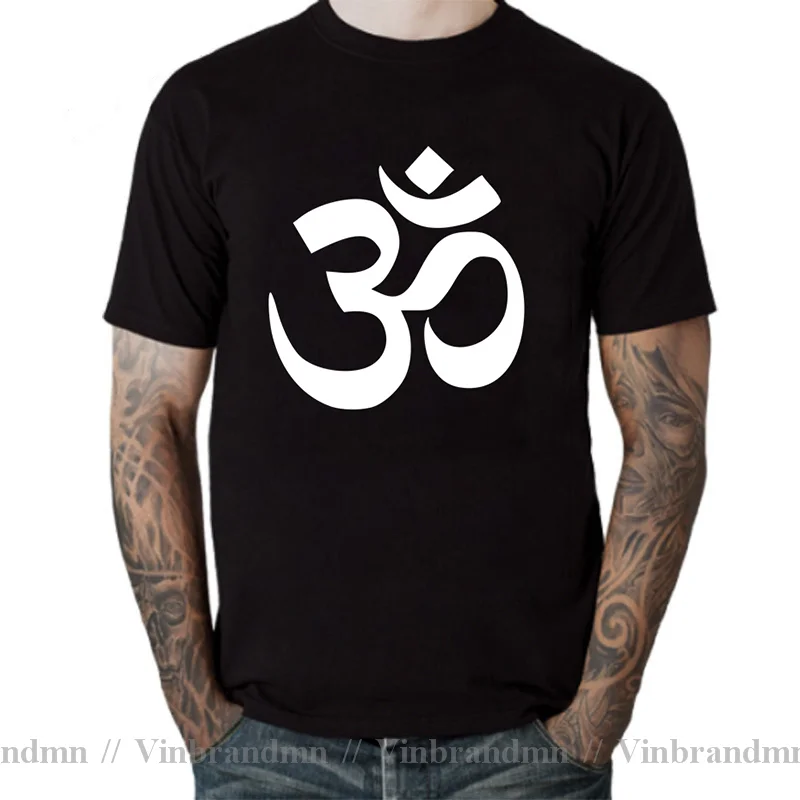 OM AUM SYMBOL Relaxation T-Shirt For Male Men Funny Cotton Short Sleeve Tshirt Streetwear JN BUDDHISM OM MANI PADME HUM T Shirt