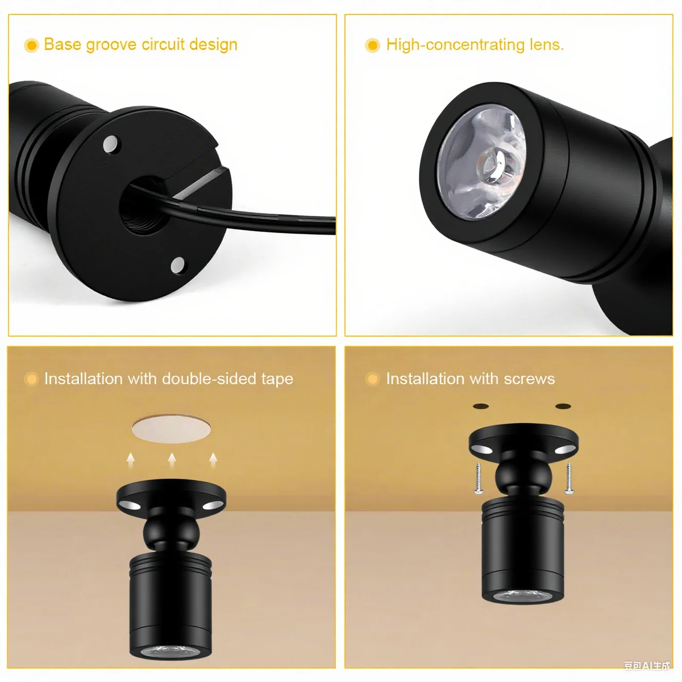 1 tot 10 LED-licht 12V aluminium materiaal zwarte schaal downlight, DuPont-interface indoor ceil decor spotlight, 2 installatiemethodes