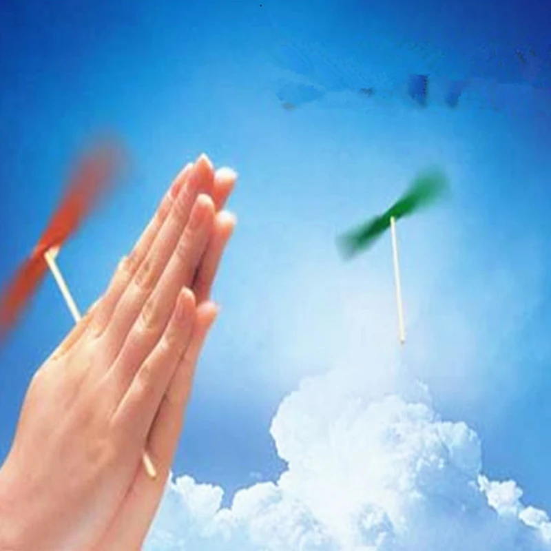 Youne scheen Plastic Hopter Helicopter Bamboe Libel Vliegende Klassieke Traditionele Kinderen outdoorToys Baby Spel Spiraal Pijlen