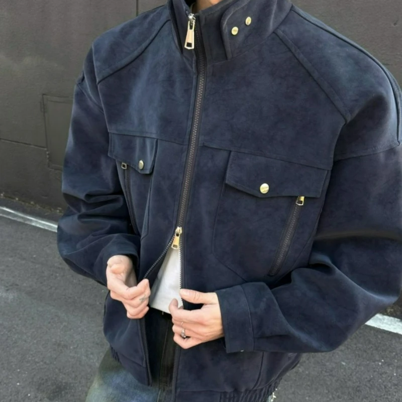 

Осень-зима 2026, утепленная хлопковая куртка, стильная крутая высококачественная рабочая одежда в стиле ретро, пальто, матовая мужская кожаная куртка из искусственной кожи с завязками