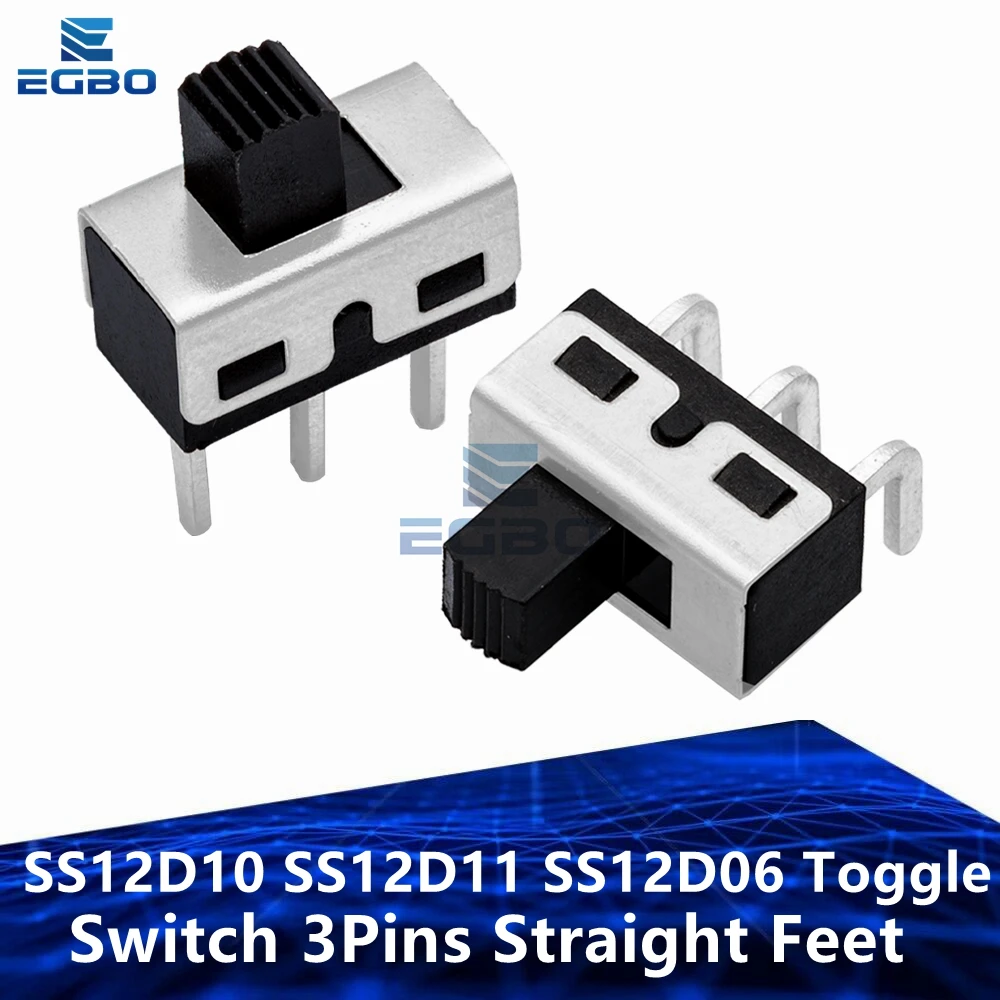 10PCS SS12D10 SS12D11 SS12D06 Toggle Switch 3Pins Straight Feet Handle High 5mm Spacing Of 4.7mm 3A 250V SS12D10 Power Switches