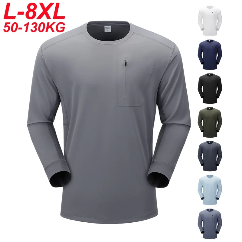 

T Shirts Long Sleeve Men Plus Size 5XL 6XL 7XL 8XL 130kg Spring Sport Fitness Runnging Quick Dry Cycling Tee Men Clothing