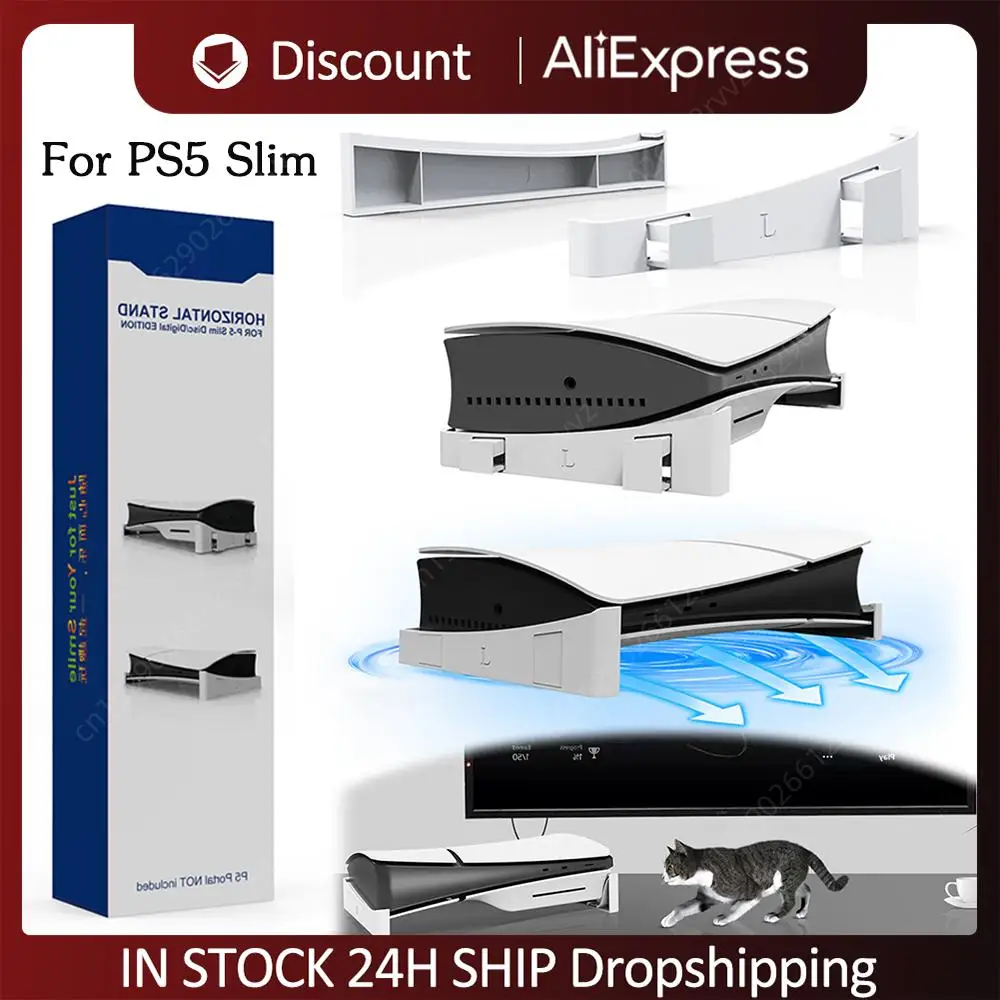Side Stand Base for PS5 Slim Disc & Digital Edition Space Saving Horizontal Stand with Anti-Slip MadsHost Rack Storage Holder