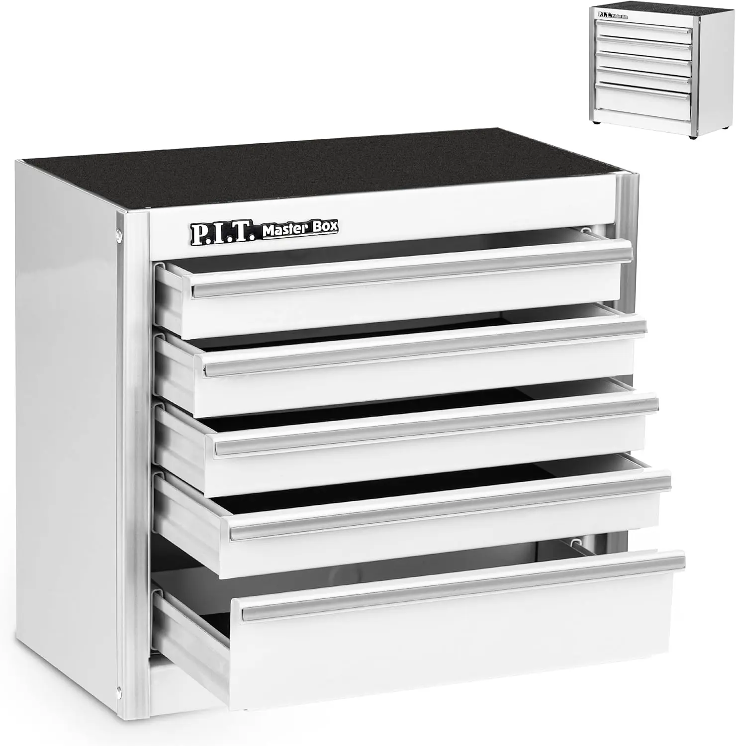 

Portable 5-Drawer Mini Steel Tool Box with Liner, White Small Storage Case for Home DIY and Organizers