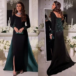 Customized Exquisite Matching Jersey Beading Sequined Pleat Straight V-neck Midi Dresses Bespoke Occasion Dresses Fashion Formal