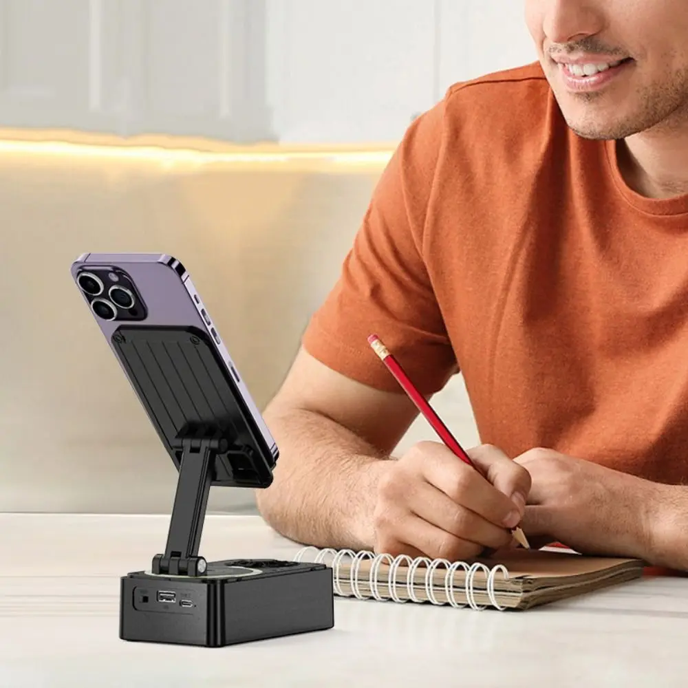 

Foldable 3 in 1 Phone Holder Anti-Slip Pads Rotating Bluetooth Speaker Phone Stand Adjustable Multi-Function