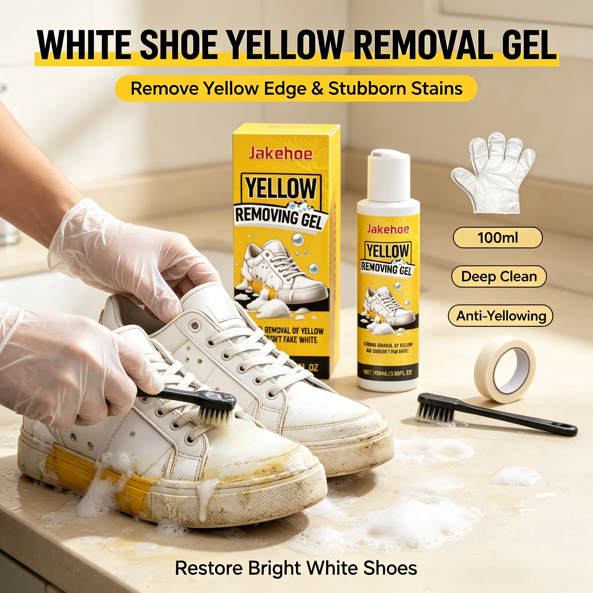 White Shoes Yellow Removal Gel Deep Stain Remover Shoe Whiten Remove Yellow Edge Eliminate Odors All‑Purpose Shoe Care Clean Gel