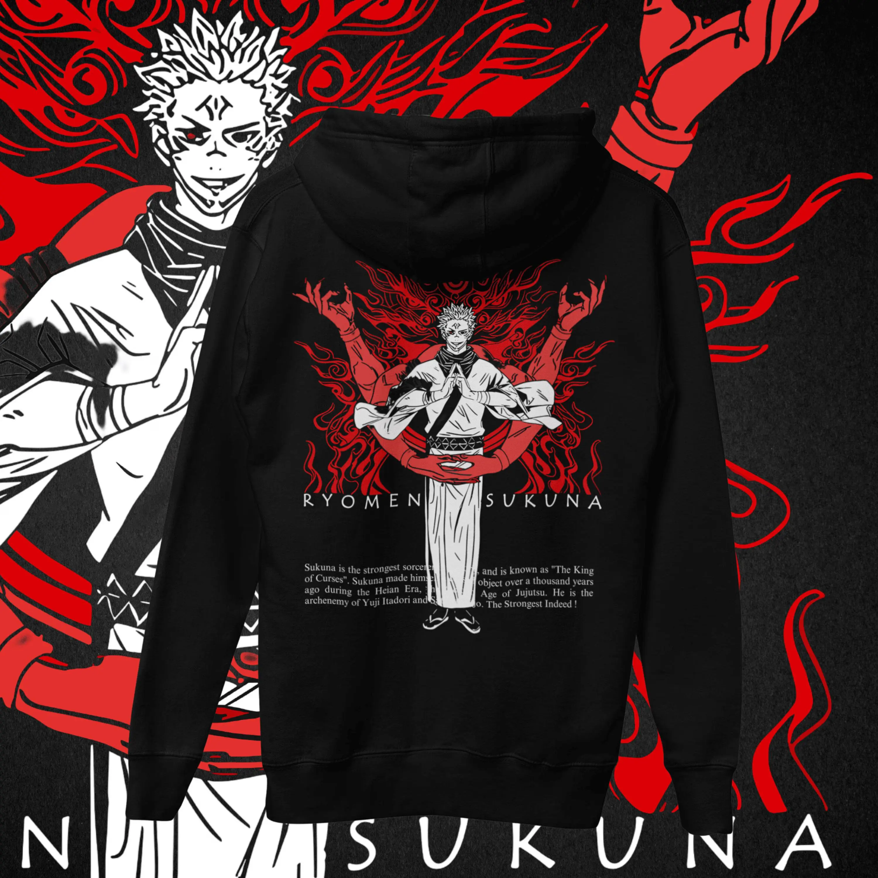 

Толстовка с капюшоном Jujutsu Kaisen JJK Толстовка Sukuna Hoodie Ryomen Sukuna Hoodie Ryomen Sukuna Black Anime Hoodie Anime Hoodie