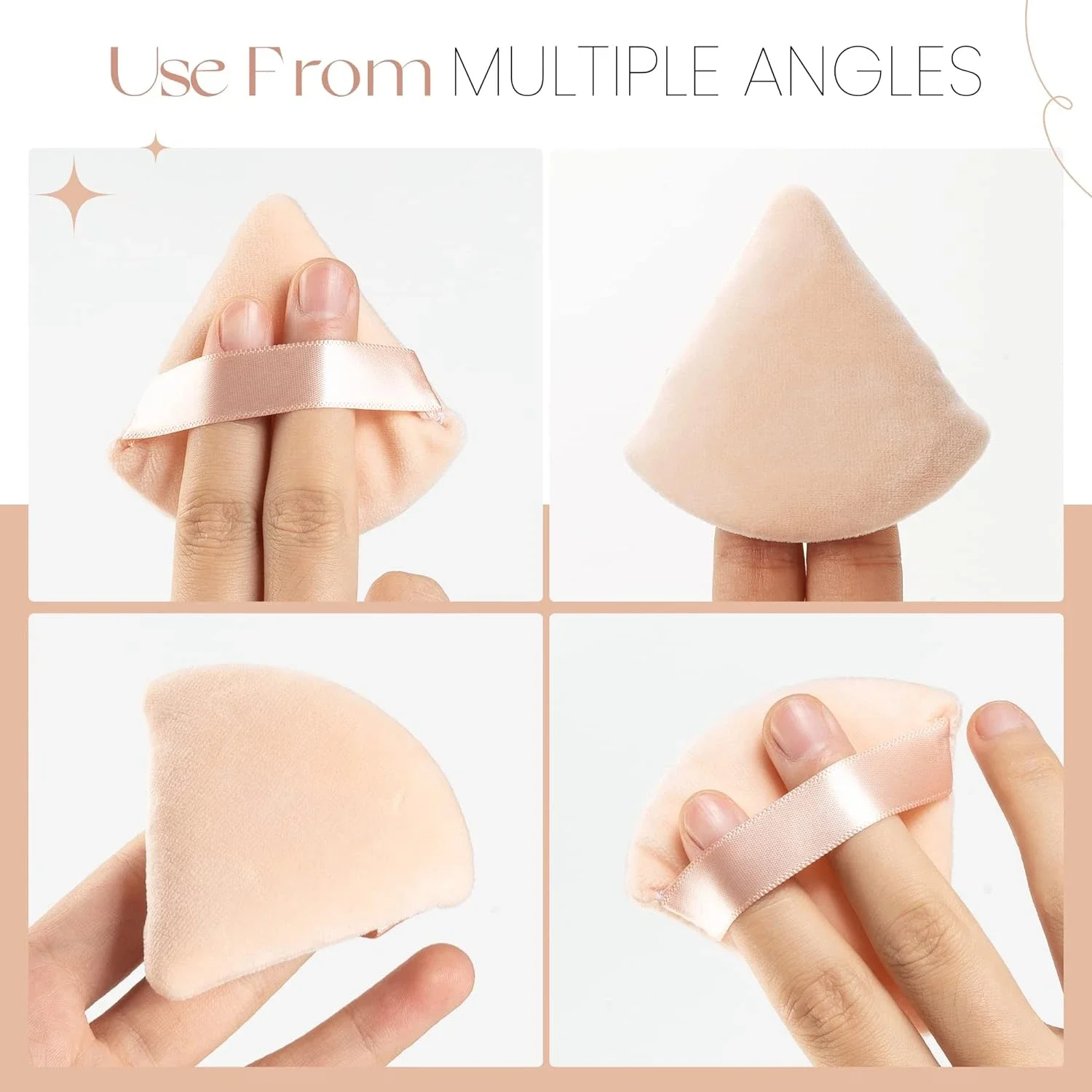 Essential Soft Luxurious Cotton Velvet Makeup Puffs - Set of 6 for Flawless Application, Perfect for Hard-to-Reach Areas, Contou