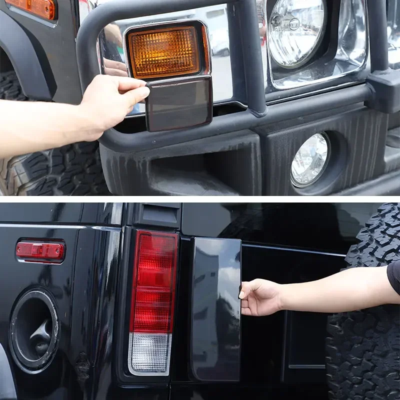 

For Hummer H2 2003-2009 Car Styling ABS Blackened Car Front Turn Signal Light Cover Protect Lampshade Sticker Car Accessories