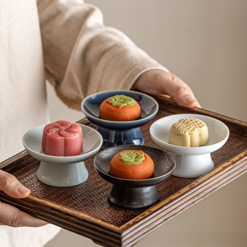 Chinese Ceramic Hollowed Snack Plate Fruit Pastry Tray For Nuts Tea Treats Worship Household Table Decor Use
