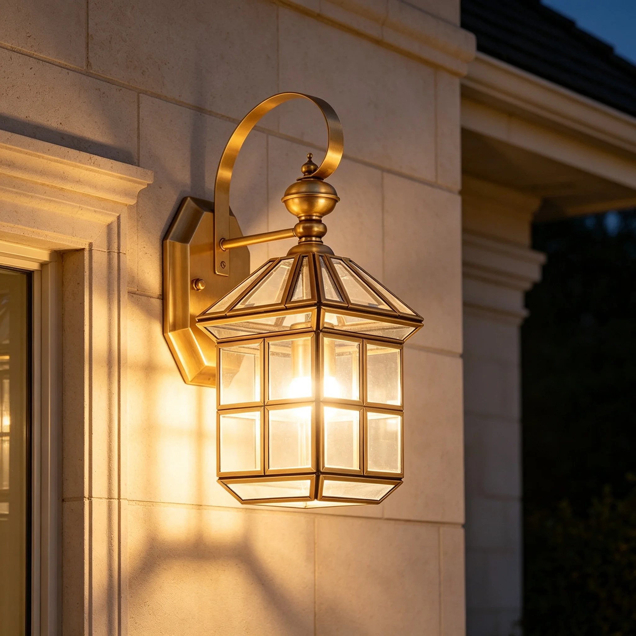 Factory Customized Brass LED Garden Wall Lamp Outdoor Waterproof for Balcony Courtyard Corridor Villa Duplex Luxury Gold