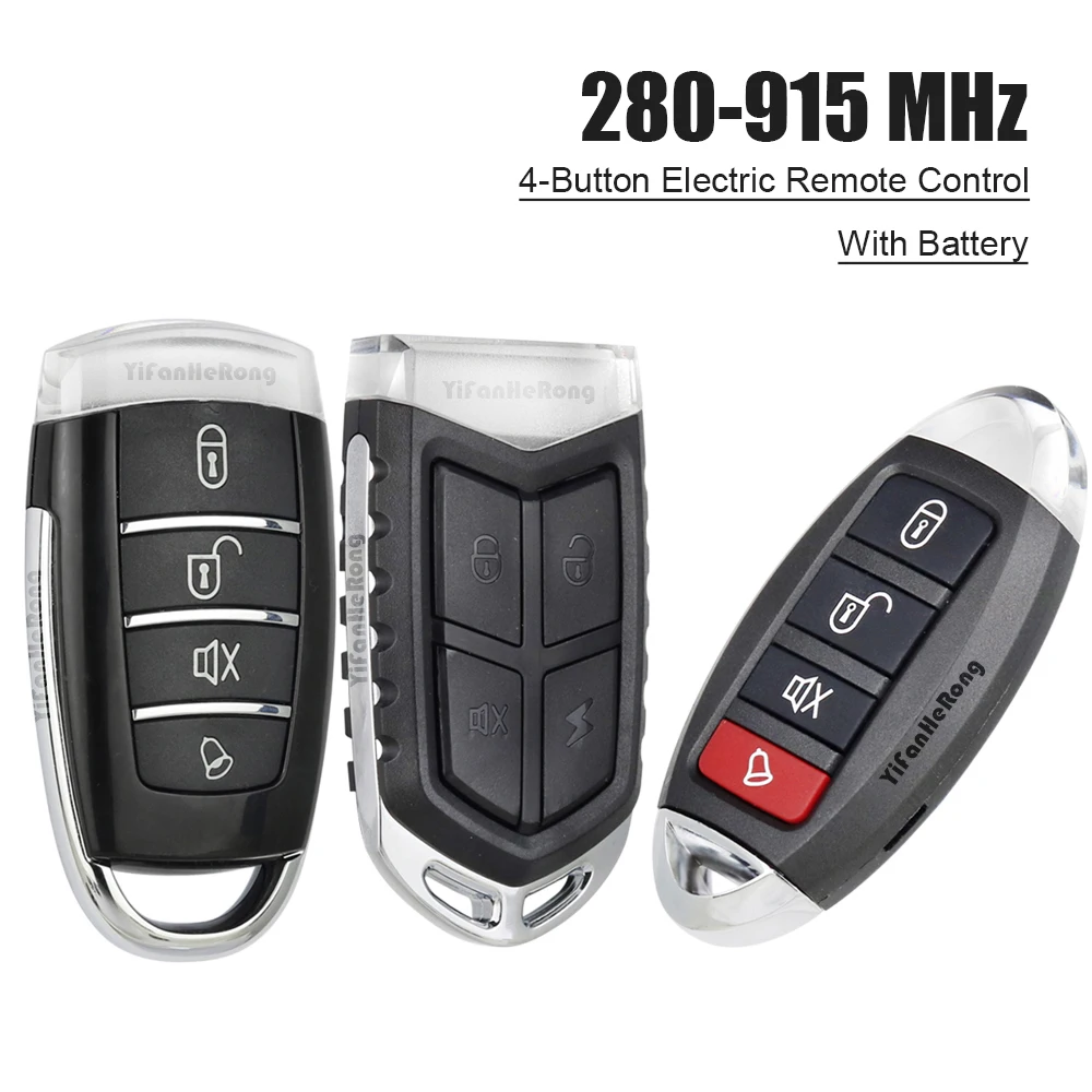 Cloning Garage Door Opener Key Fob 280-915MHz 4-Button Electric Remote Control Keyfob Replacement Electronic Garage Doors