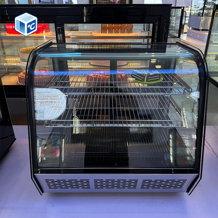 682x450x675mm Countertop Commercial Cake Display Refrigerator Fan Cooling R600a 2 Shelf LED Bakery Cafe Supermarket Display Case