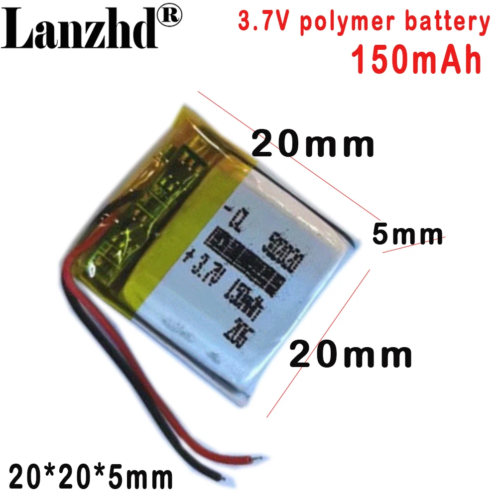 

502020 3.7V Polymer lithium battery 150MAh For smart wear beauty instrument Bluetooth speaker