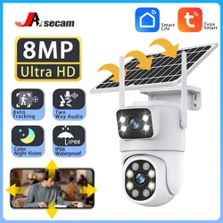 Tuya Smart 4K 8MP energia solare batteria Audio bidirezionale sorveglianza esterna Wireless WiFi sicurezza CCTV telecamera PTZ a luce colorata