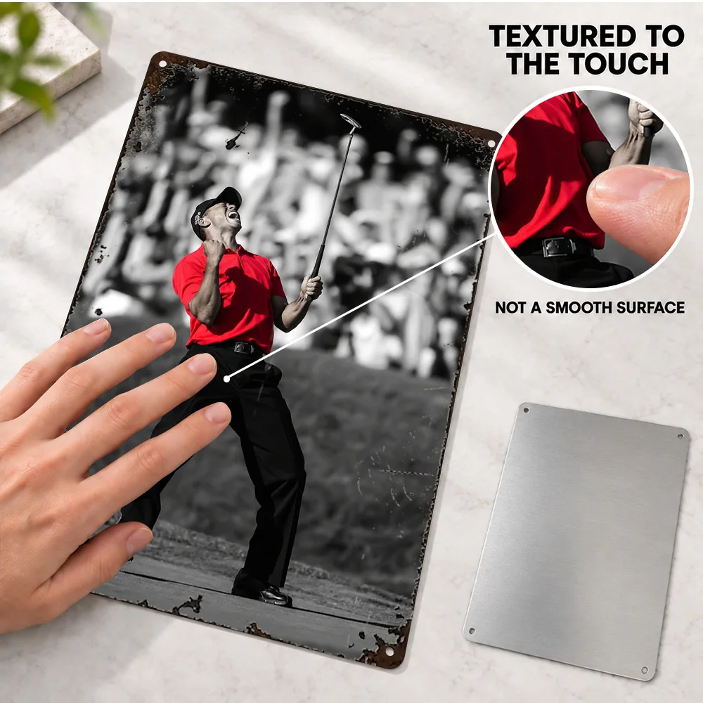 Tiger Woods Golfer Printed Poster Customized Aluminum Metal Sign Sports Photography Wall Art For Man Cave Golf Enthusiast Gift