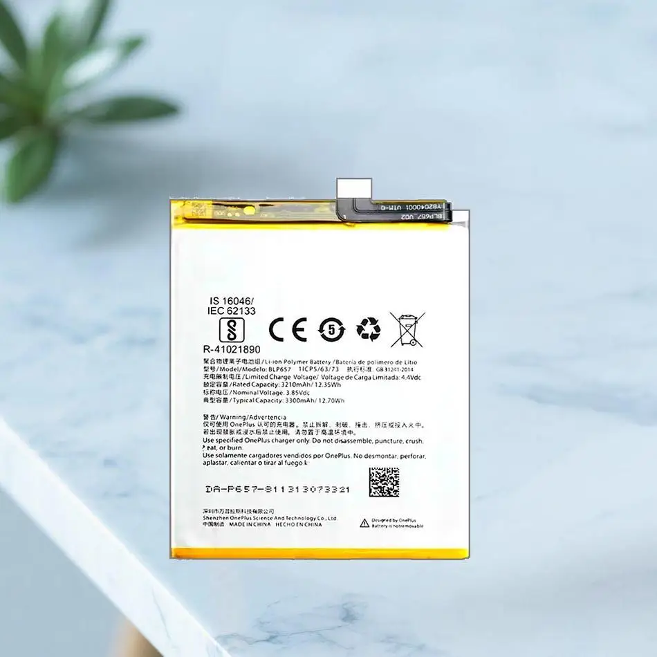 

BLP657 Reliable Power Mobile Phone Battery 3300Mah Good Low-Temperature Performance For Oneplus 6