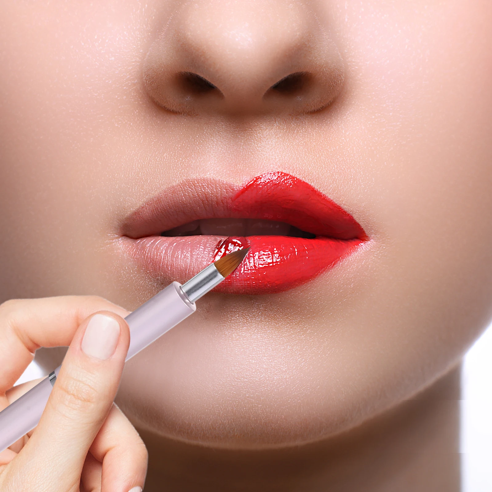 

2Pcs Double-head Brush Retractable Soft Bristles Lip Gloss Retractable Lip Brush Applicator Women Makeup Tools Travel Size