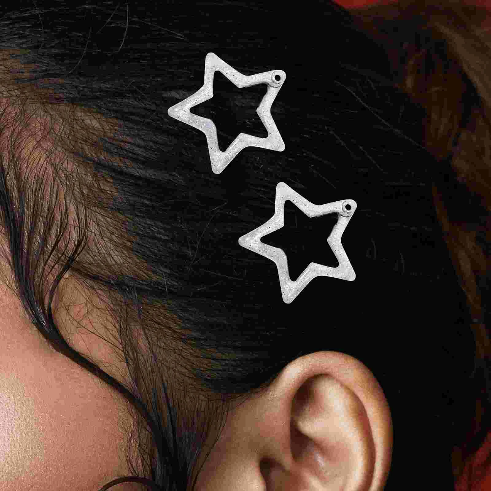 10 Pcs French Hairpin Hot Girl Star Bb Sweet Cool Five-pointed Side Bangs Accessories for Women Girls Clips Snap 8-12 Women's