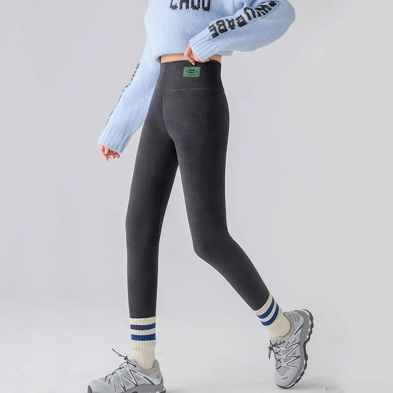Fleece Lined Velvet Keep Warm Pants Women High Waist Thicken Plush Thermal Pants Woman Comfortable Stretchy Solid Leggings Mujer