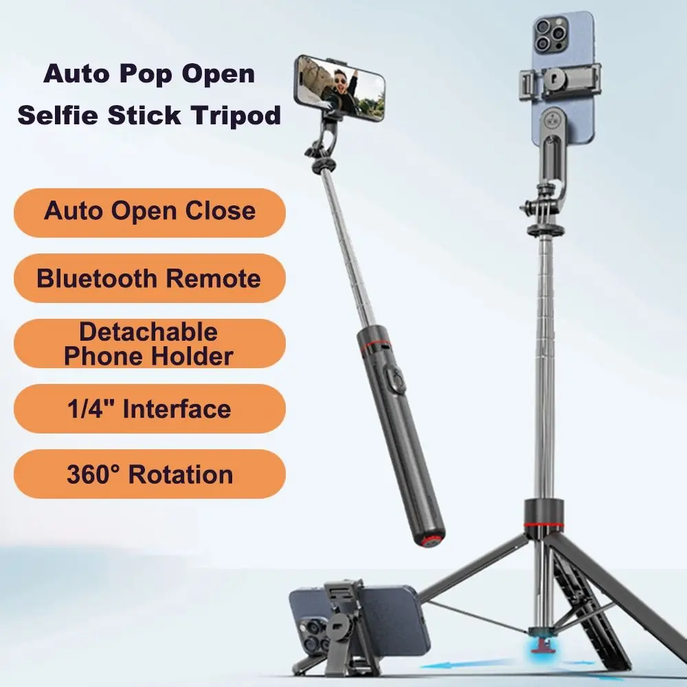 

New Auto Pop Open Selfie Stick Tripod Extendable 360° Rotation Bounce Selfie Stick Remote Universal Phone Selfie Stick for Phone