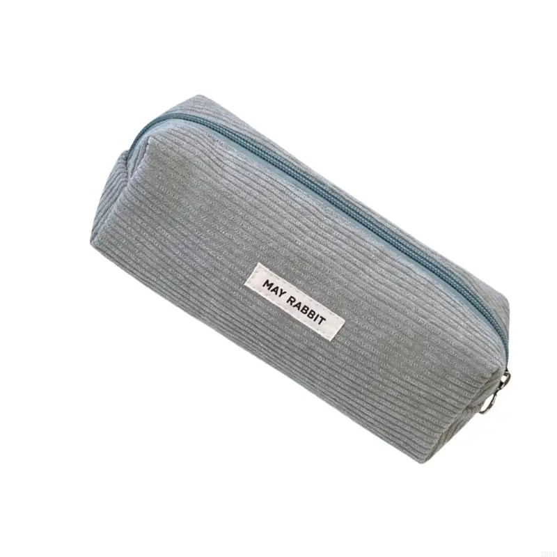 

A9BF Corduroy Pencil Case Large Capacity Stationery Bag Makeup Bag Aesthetic Pen Bag