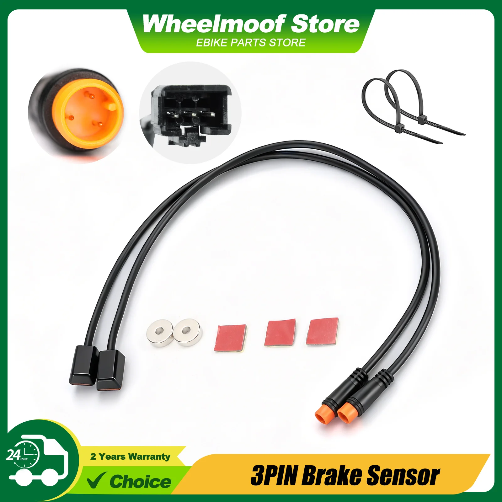Ebike Brake Sensor Cable With LED Light, 3PIN Power Cut Off Line Compatible with Bafang BBS01 BBS02