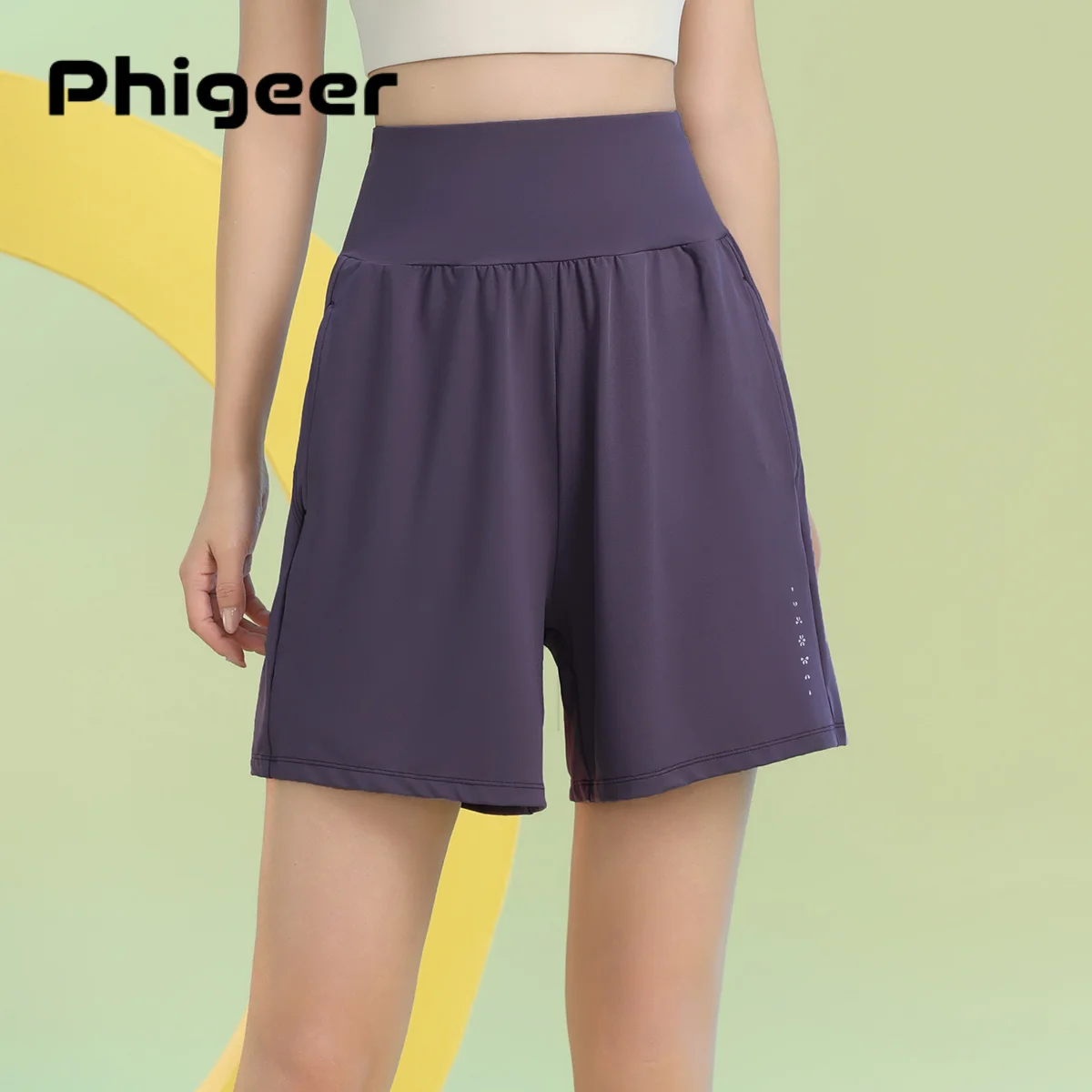 PHIGEER Women Summer Quick Dry Running Shorts Lightweight Lounge Athletic Sports Short Loose Fit Long Yoga Shorts with Pockets