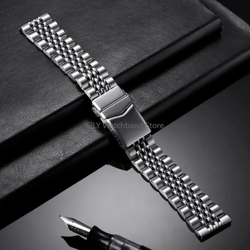 

Стальной ремешок для часов с винтовой связью 20/22 мм, сплошная складная пряжка, ремешок из нержавеющей стали для юбилейных женщин и мужчин, браслет, браслет с инструментом