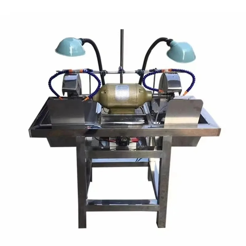 Dual Head Stainless Steel Universal Jade Carving Horizontal Machine For Cutting Grinding Polishing Turquoise Lapidary Equipment