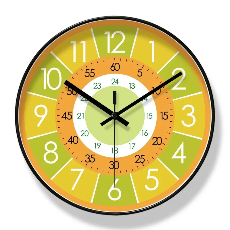 Learning Clock for Kids - 12 Inch Analog Wall Clock, Silent Movement & Colorful Educational Clock for Classroom, Playroom