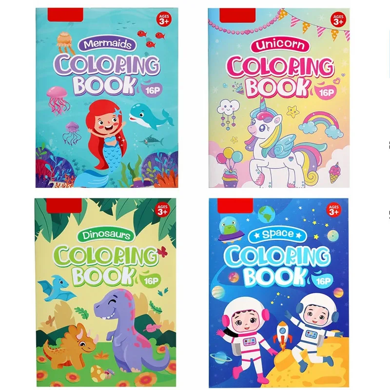 Livres de coloriage pour enfants, 16 Pages, sirène, dinosaure, licorne, livre de dessin pour bébé, jouets éducatifs préscolaires Montessori